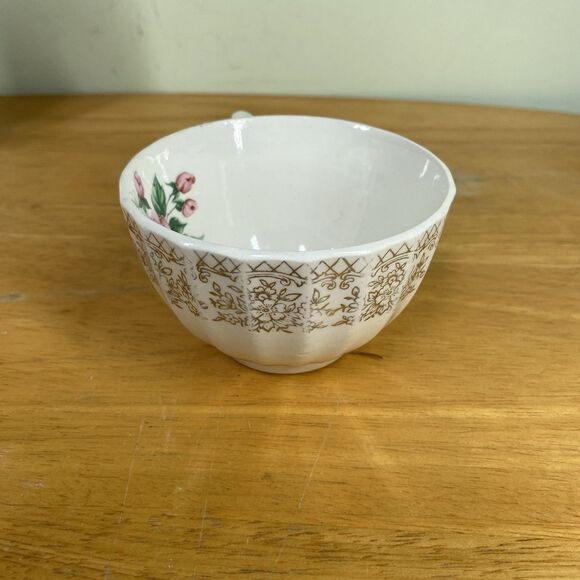 Vintage Sebring China Bouquet Cup and Saucer Set Pink Roses Gold Trim Cottage - Picture 9 of 15
